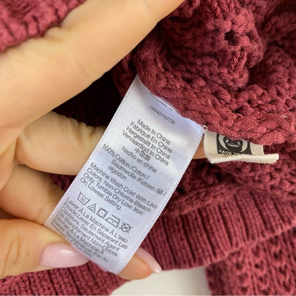 Madewell Size Medium Coral Red Cable Chunky Knitted Full Bubble Sleeve Sweater - Picture 5 of 6